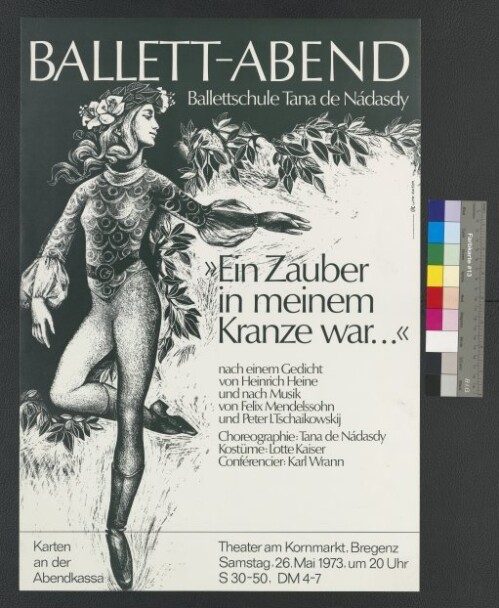Veranstaltungsplakat für Ballett-Abend im Kornmarkttheater Bregenz