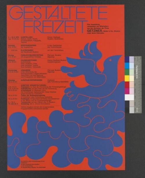 Plakat 'Gestaltete Freizeit' der Firma Getzner Bludenz 1974