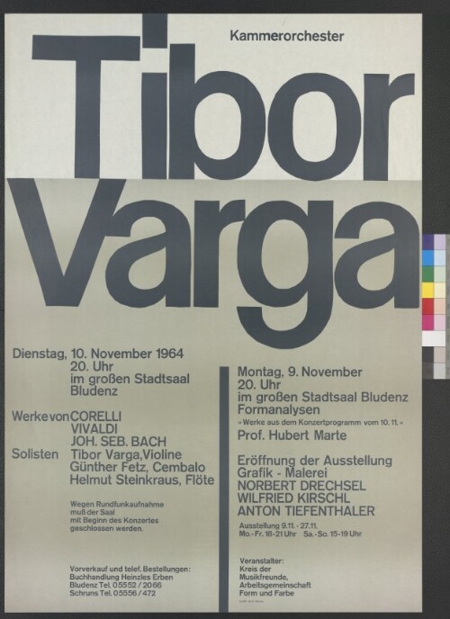 Veranstaltungsplakat Kammerorchester Tibor Varga Bludenz 1964