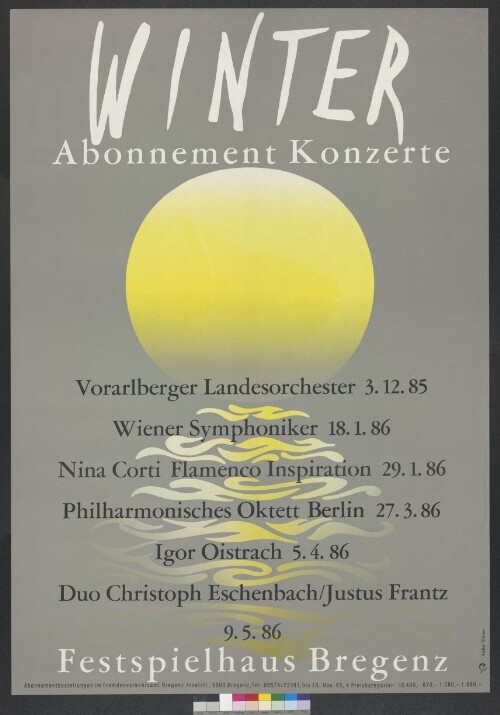 Plakat für Abonnementkonzerte im Festspielhaus Bregenz