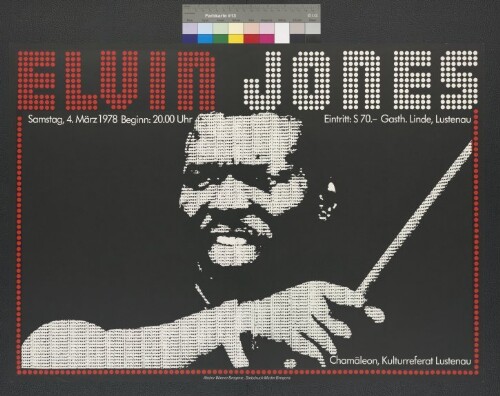 Plakat für Elvin Jones im Gasthaus Linde Lustenau