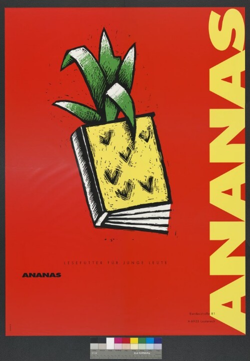 Plakat für die Buchhandlung Ananas - Kinder- und Jugendliteratur