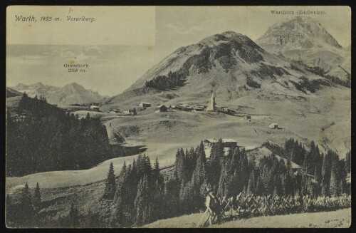 Warth, 1495 m. Vorarlberg : Omeshorn 2558 m. ; Warthorn (Edelweiss) ; [Correspondenzkarte - Postkarte ...]
