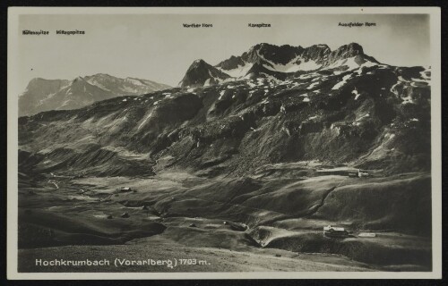 [Warth] Hochkrumbach (Vorarlberg) 1703 m. : Höllenspitze ; Mittagspitze ; Warther Horn ; Karspitze ; Auenfelder Horn