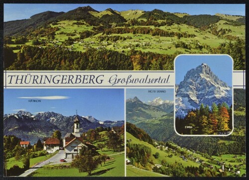 Thüringerberg Großwalsertal : Rätikon : Rote Wand : Zimba : [Thüringerberg im Grosswalsertal mit Hochgerach (oben), gegen Rätikon und gegen Rote Wand, Vorarlberg, Österreich ...]