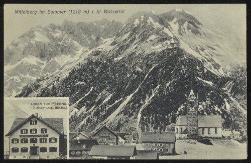Mittelberg im Sommer (1218 m) i. kl. Walsertal : Gasthof zum Widderstein : Besitzer Leop. Hilbrand : [Postkarte ...]