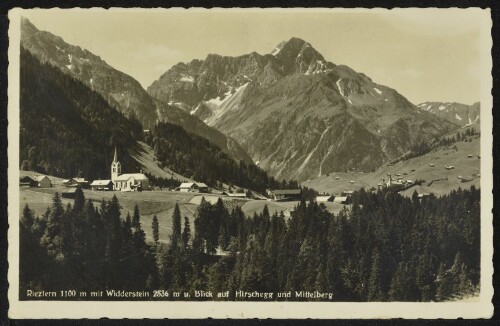 Riezlern 1100 m mit Widderstein 2536 m u. Blick auf Hirschegg und Mittelberg