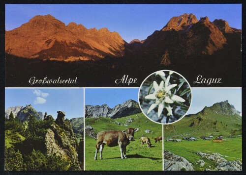 [Raggal] Großwalsertal Alpe Laguz : [Alpe Laguz, 1584 m, im Großwalsertal Klesenzahörner und Rote Wand im Abendrot 