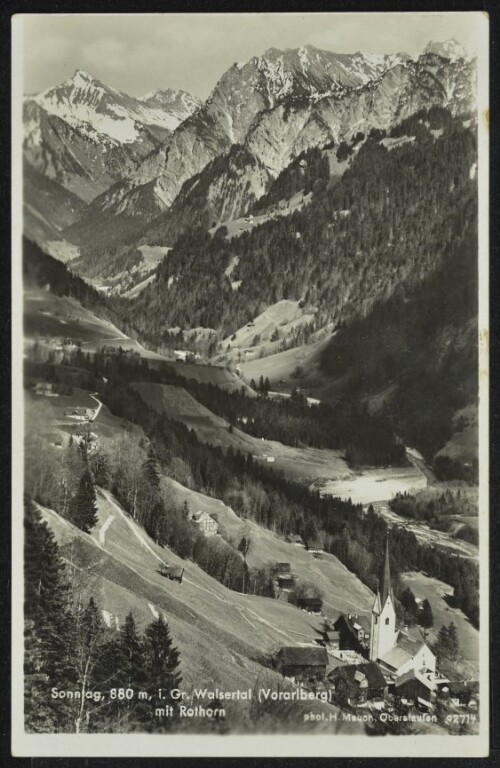 Sonntag, 880 m, i. Gr. Walsertal (Vorarlberg) mit Rothorn