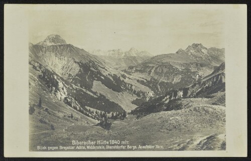 [Sonntag] Biberacher Hütte 1840 mtr. : Blick gegen Bregenzer Achtal, Widderstein, Oberstdorfer Berge, Auenfelder Horn