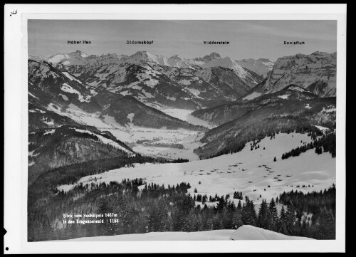 [Schwarzenberg] Blick vom Hochälpele 1467 m in den Bregenzerwald : Hoher Ifen : Didamskopf : Widderstein : Kanisfluh