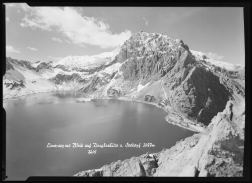 [Vandans] Lünersee mit Blick auf Douglashütte u. Seekopf 2699 m