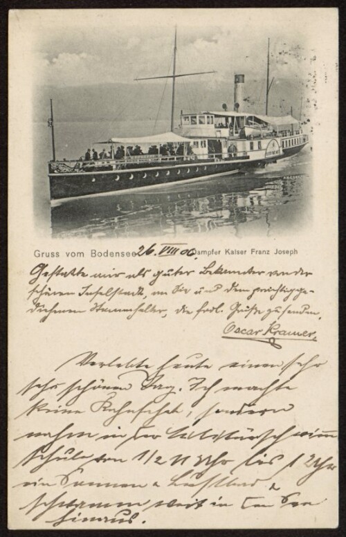 Gruss vom Bodensee : Dampfer Kaiser Franz Joseph : [Carte postale ...]