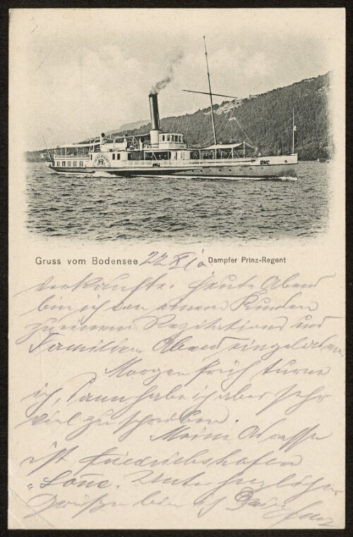 Gruss vom Bodensee : Dampfer Prinz-Regent : [Carte postale ...]