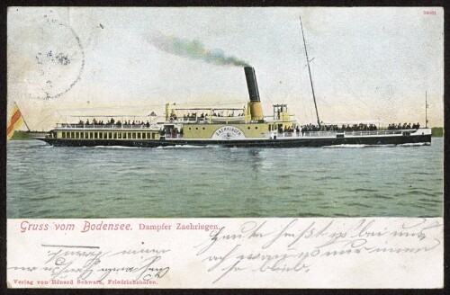 Gruss vom Bodensee : Dampfer Zaehringen : [Postkarte ...]