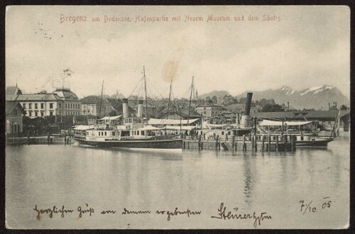 Bregenz am Bodensee, Hafenpartie mit Neuem Museum und dem Säntis : [Postkarte ...]