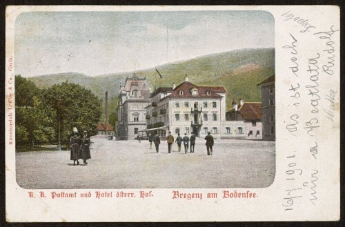 Bregenz am Bodensee : K. K. Postamt und Hotel österr. Hof : [Postkarte ...]