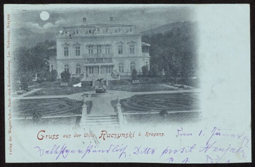 Gruss aus der Villa Raczynski b. Bregenz : [Correspondenz-Karte ...]