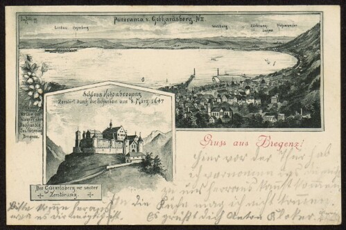 Gruss aus Bregenz : Panorama v. Gebhardsberg : Schloss Hohenbregenz ... : [Postkarte ...]