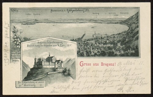 Gruss aus Bregenz : Panorama v. Gebhardsberg : Schloss Hohenbregenz ... : [Correspondenz-Karte ...]