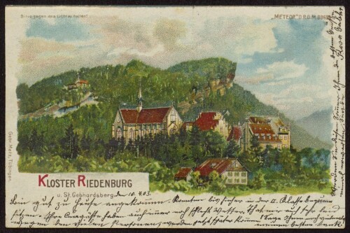 [Bregenz] Kloster Riedenburg u. St. Gebhardsberg : [Postkarte An ... in ...]
