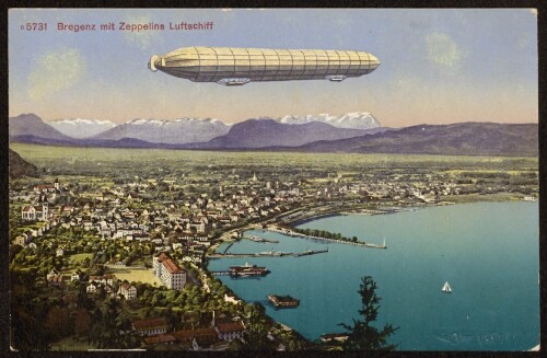 Bregenz mit Zeppelins Luftschiff
