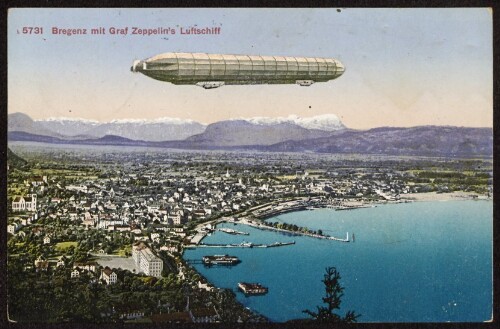Bregenz mit Graf Zeppelin's Luftschiff