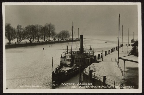 Bregenz-Bodensee, der zugefrorene Hafen, End. Febr. 1929