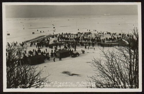 Eisfest in Bregenz, 17. Febr. 1929 auf dem zugefrorenen Bodensee