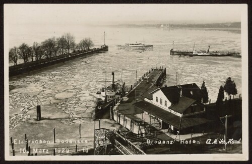 Eisbrechen Bodensee 10. März 1929 : Bregenz Hafen