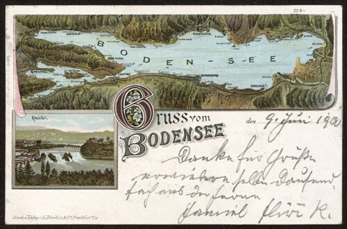 Gruss vom Bodensee : Rheinfall : [Postkarte An ... in ...]