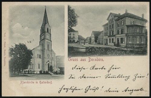 Gruss aus Dornbirn : Pfarrkirche in Hatlerdorf : [Correspondenz-Karte ...]