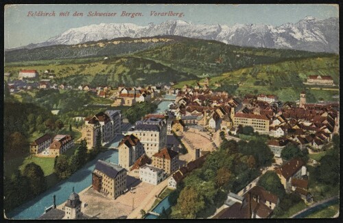 Feldkirch mit den Schweizer Bergen. Vorarlberg