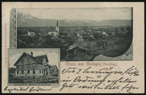 [Feldkirch] Gruss aus Gisingen (Voralberg) : Schatzmann's Bäckerei & Handlung : [Postkarte ...]