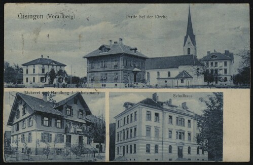 [Feldkirch] Gisingen (Vorarlberg) : Partie bei der Kirche : Schulhaus ... ;