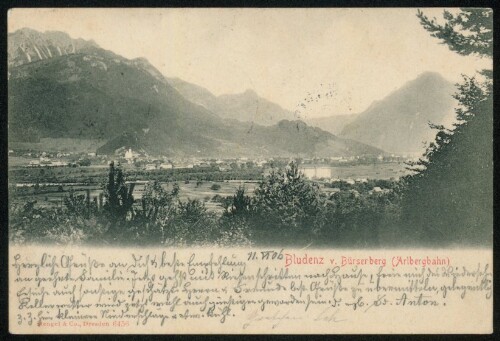 Bludenz v. Bürserberg (Arlbergbahn) : [Postkarte ...]