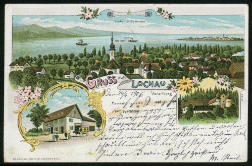 Gruss aus Lochau Vorarlberg : Lochau a. Bodensee : K. K. Postamt : Schloss Hofen : [Postkarte An ... in ...]
