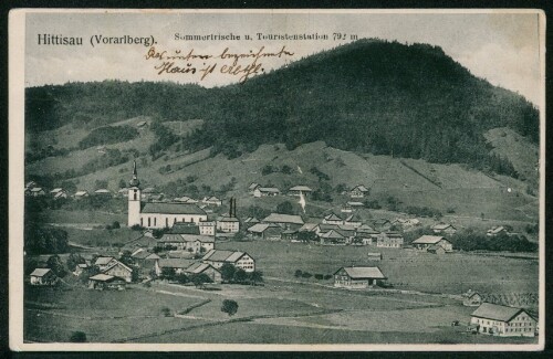 Hittisau (Vorarlberg) Sommerfrische u. Touristenstation 792 m : [Postkarte An ... in ...]