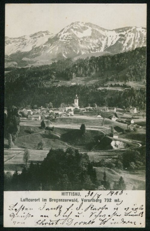 Hittisau, Luftcurort im Bregenzerwald, Vorarlberg 792 mt. : [Postkarte ...]