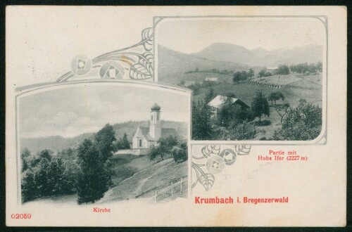 Krumbach i. Bregenzerwald : Kirche : Partie mit Hohe Ifer (2027 m)